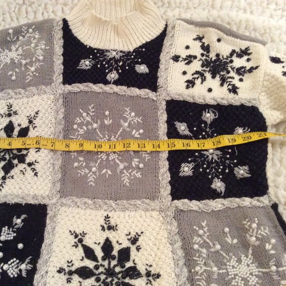 Hand Knitted Vintage Oversize Funnel Neck Sweater - Picture 2 of 16